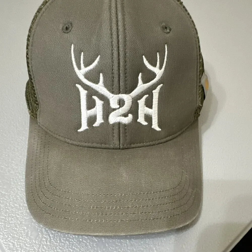 Carhartt Green Solid Trucker Hat Mesh Back Adjustable One Size Antler Logo